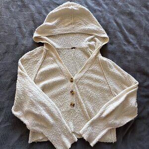 FREE PEOPLE Cream Hooded Sweater